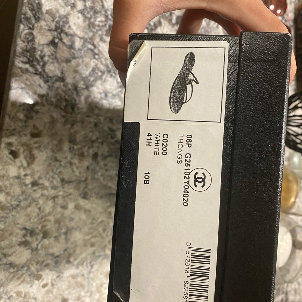 Chanel White and Black Thong Sandals - Picture 3 of 5